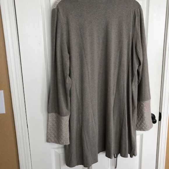 Venus Gray Layered Open Drawstring Cardigan - Picture 6 of 15